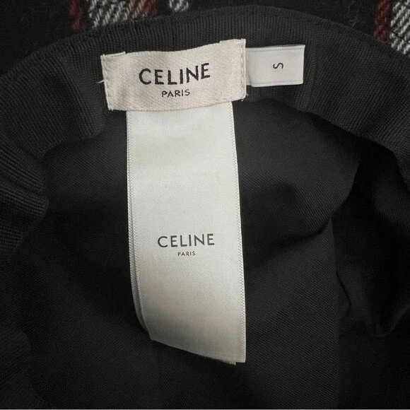 CELINE Hedi Slimane Red Plaid Wool Bucket Hat display picture 3